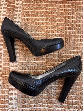 Calvin Klein Black Sarika Snake 8.5 Women’s Platform Heels